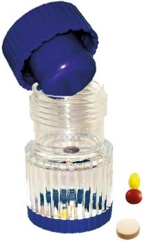 Tablettenmörser blau mit Depotfach
